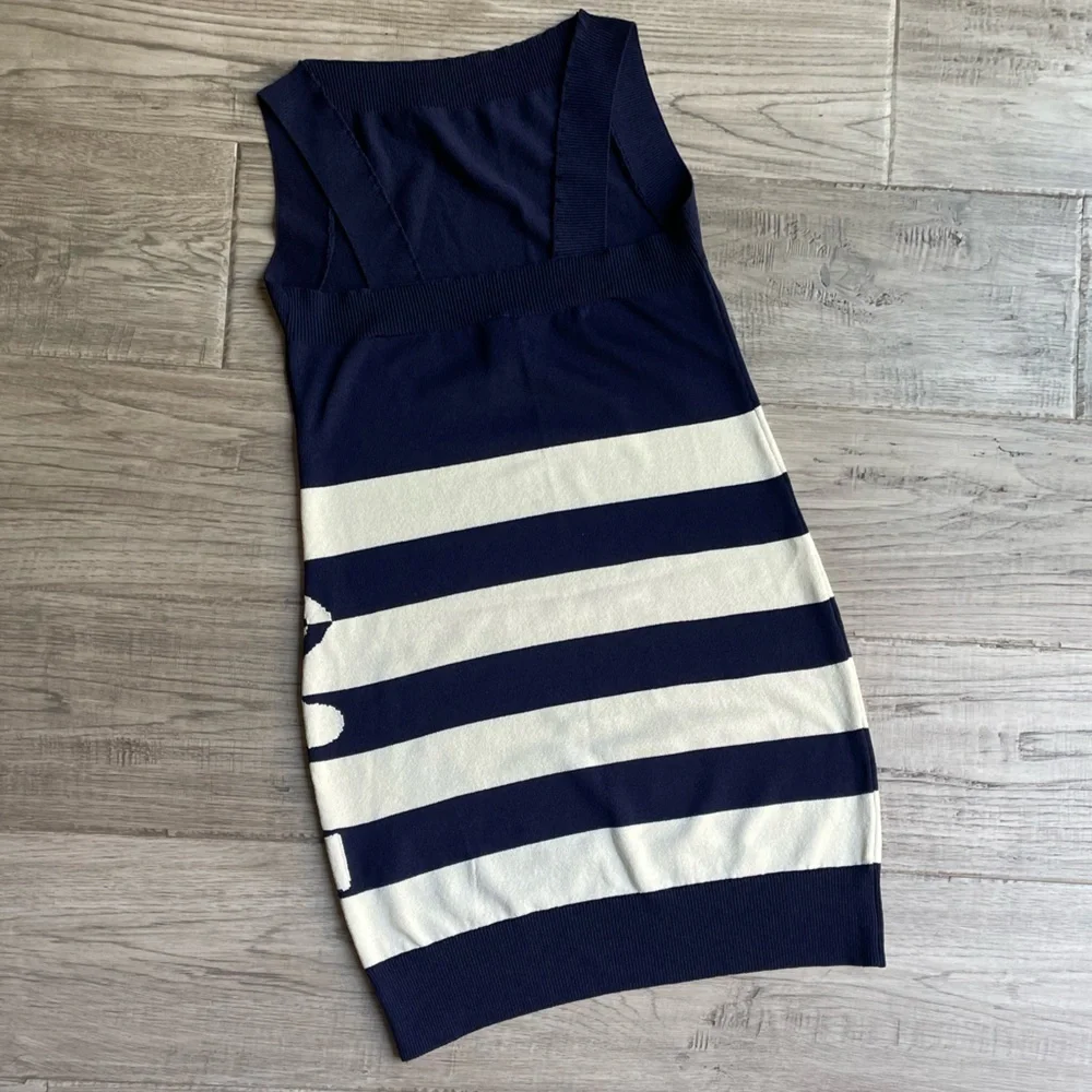 Anthropologie Knit Tank Dress Striped With Anchor Image Navy/Off White SZ MP